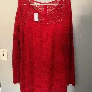 Maurices Long Sleeve Red Lace Dress
